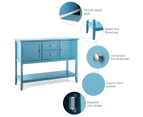 Costway Sideboard Buffet Storage Cabinet Cupboard Drawers Wooden Hallway Table Kitchen Living Room Home Furniture, Blue