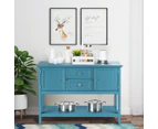 Costway Sideboard Buffet Storage Cabinet Cupboard Drawers Wooden Hallway Table Kitchen Living Room Home Furniture, Blue