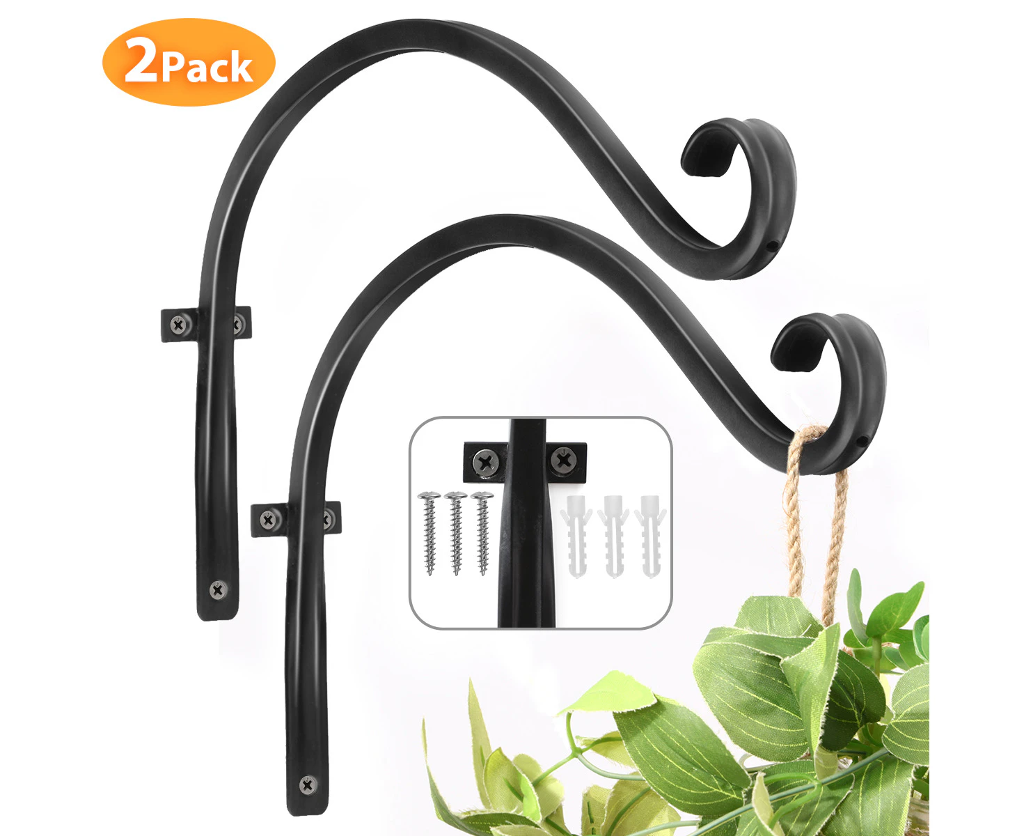 Wall Bracket Hooks Iron Hanging Towel Rack Practical Wall Mounted for Door Decoration Flower Baskets Decorative Hook Black