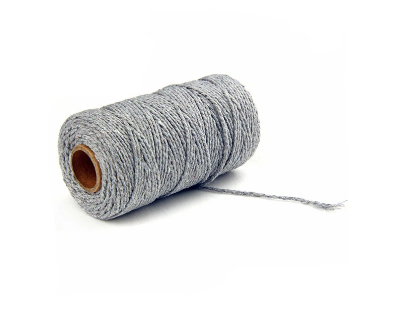 2mm 100M Natural Cotton Twisted Cord Craft Macrame Artisan Rope Craft String - Grey