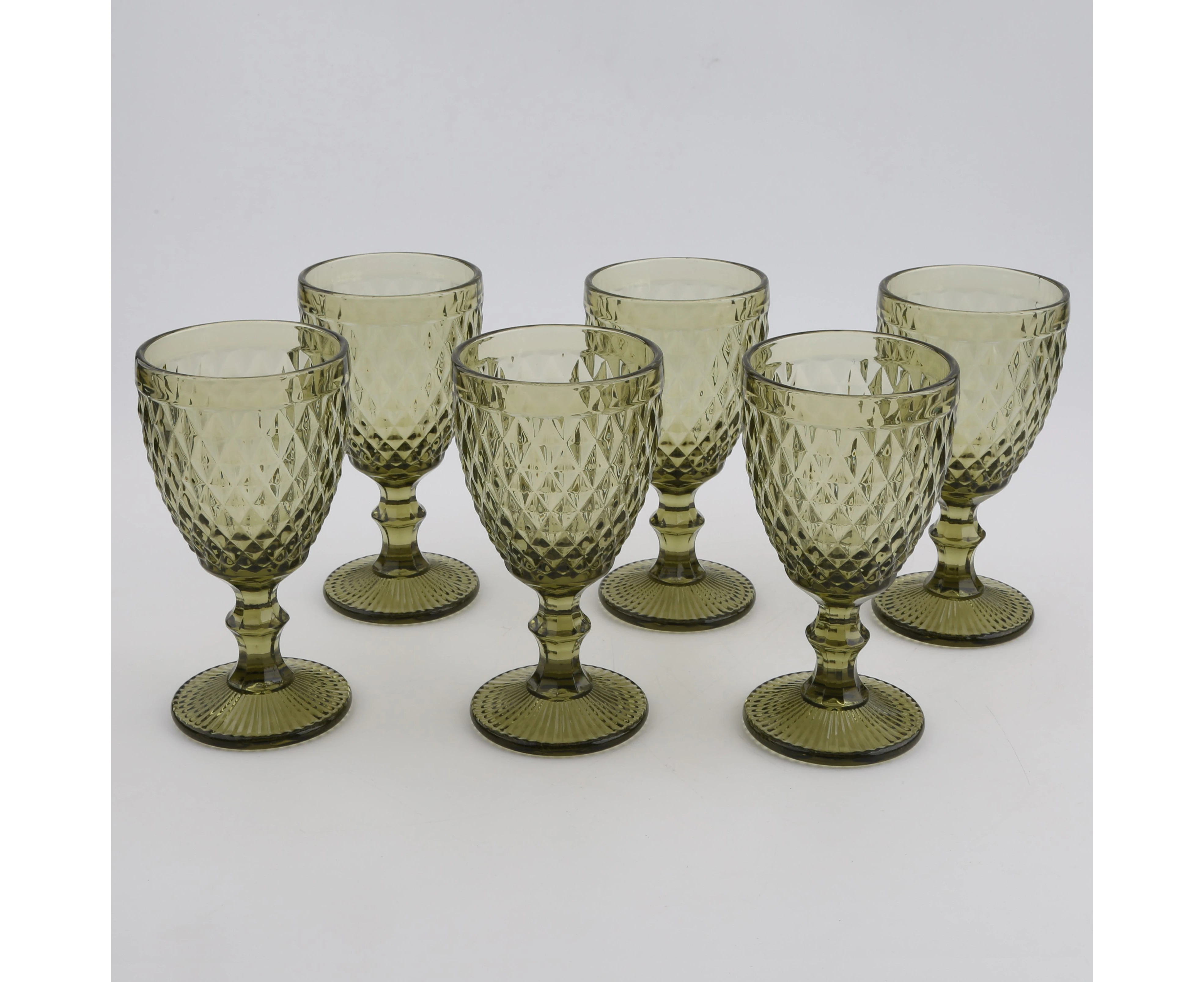 Royalclub Vintage 300ml Glass Goblets 6pcs Set- Green