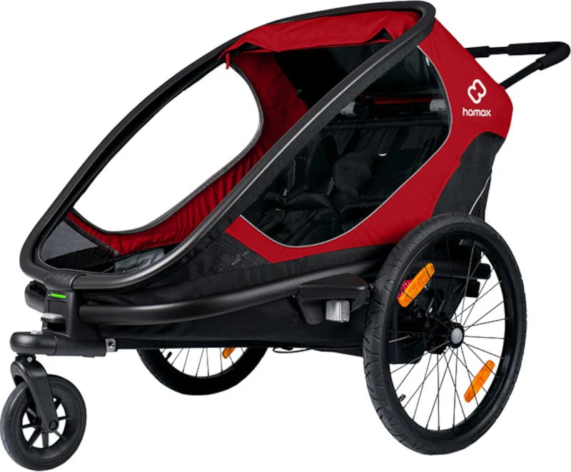 Hamax Outback Two Child Trailer w/Recline Black/Red - Black