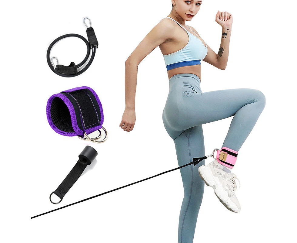 (Purple) Ankle Strap for Cable Machines Home Gym Resistance Band with Door Anchor for Legs, Glutes, Abs, Hips Workouts Fitness Equipment Yoga Pilates