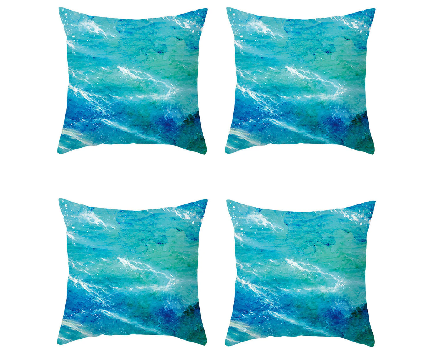 Home Decor Aqua Ocean Style Cushion Cover 4pcs Pack