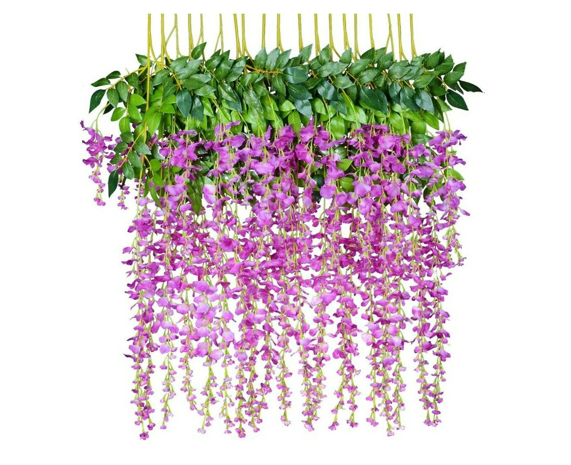 12x Artificial Silk Fake Flower Garland Vine Wisteria Leaf Hanging Wedding Decor - Purple