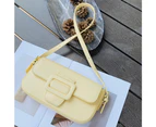 Pure color PU leather western style underarm bag new summer fashion women's designer all-match shoulder bag (yellow)