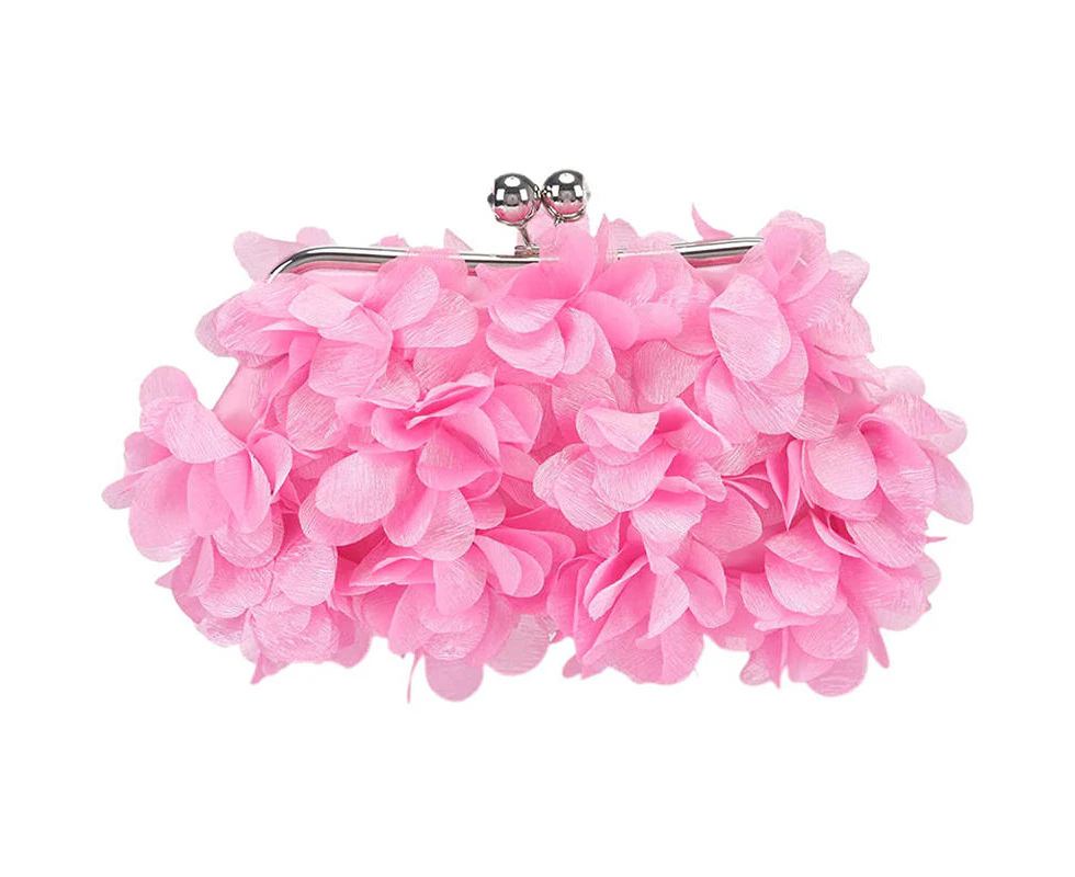 Nevenka Clutch Evening Bags Floral Appliques Crossbody Bag For Women-Pink