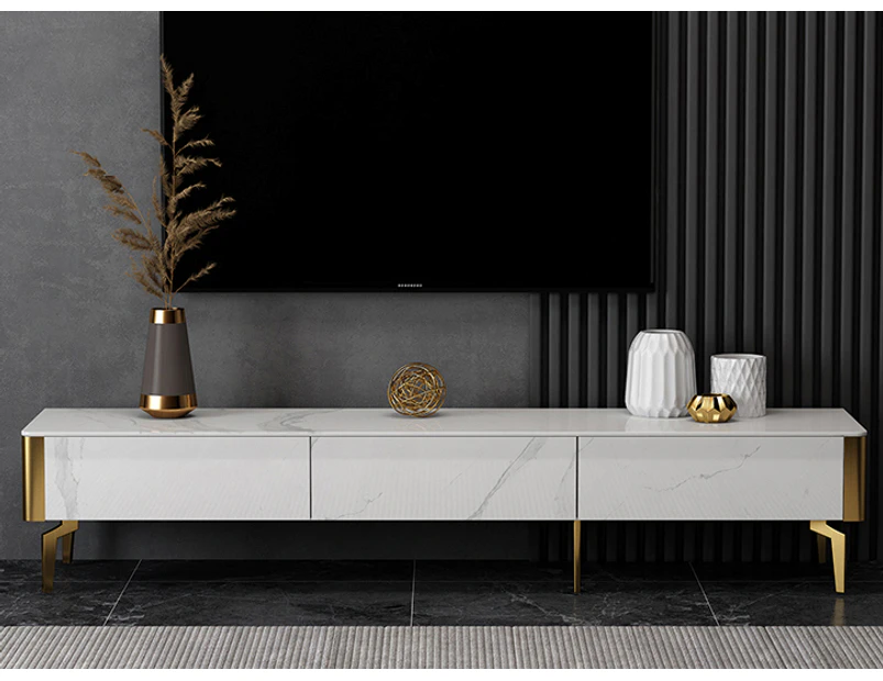 EAVAN Modern Minimalistic/ Entertainment TV Unit-200cm Ceramic Top White - 2.0M