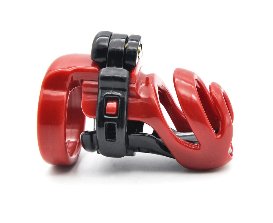 BDSM Penis Cage Lock Cock Chastity Rings - Red