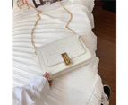 Lock Buckle Glitter PU Leather Single Shoulder Bag Ladies Handbag Messenger Bag (White)
