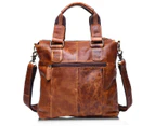 Retro Mens Fashion Business Handbag Durable Leather Shoulder Bag (brown)