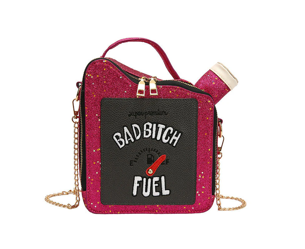 Nevenka Women Fashion Sequin Crossbody Bag Fun Gasoline Handbag-Rose Red