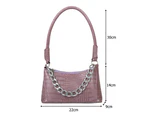 PU Leather Women Handbags Ladies Chain Travel Solid Color Shoulder Bag Totes Chain Female Elegant Shoulder Handbags (purple)
