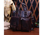Retro Mens Fashion Business Handbag Durable Leather Shoulder Bag (BROWN)