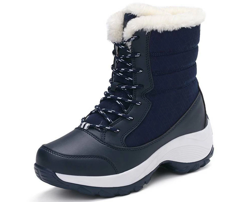 Womens Waterproof Snow Ankle Boots - Blue