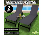 2PCS Sun Lounge Reclining Beach Chair Deck Camping Fishing Patio Outdoor Pool