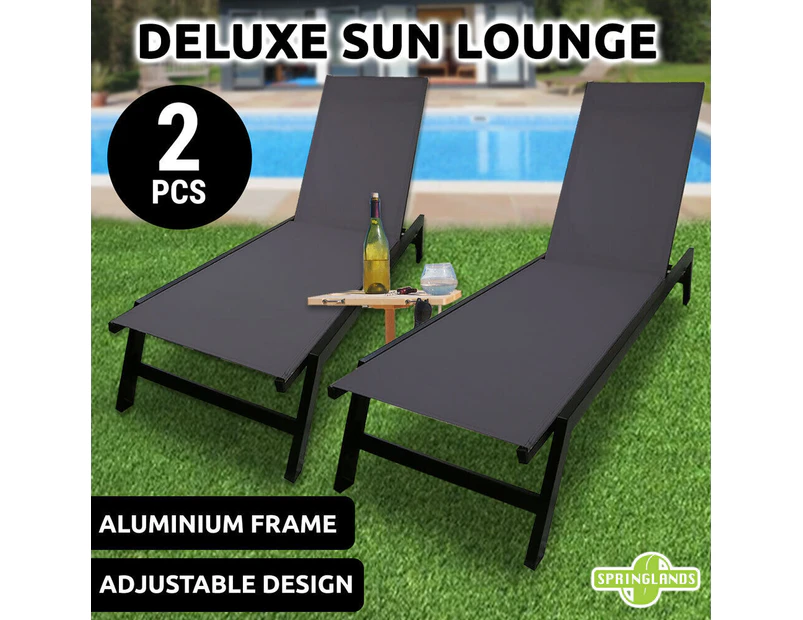 2PCS Sun Lounge Reclining Beach Chair Deck Camping Fishing Patio Outdoor Pool