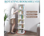 6 Tiers 360 Degrees Rotating Swivel Bookshelf Display Shelf White 190cm Square