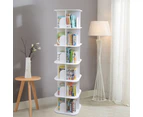 6 Tiers 360 Degrees Rotating Swivel Bookshelf Display Shelf White 190cm Square