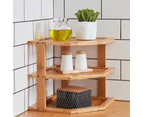 3 Tier Bamboo Wooden Corner Shelf Dish Storage Kitchen Rack Organiser Home Decor