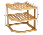 3 Tier Bamboo Wooden Corner Shelf Dish Storage Kitchen Rack Organiser Home Decor