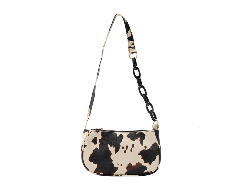 Fashion Exquisite Shopping Bag Vintage Cow Pattern PU Women Handbag Tote Casual Street Underarm Shoulder Bag (black)
