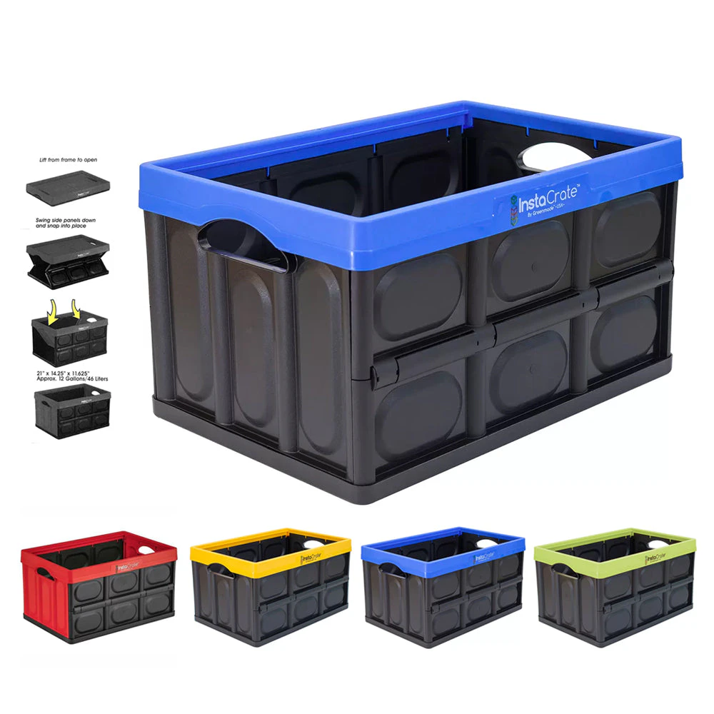 Archive Box 46L InstaCrate Collapsible Crate Car Storage Container folding AU - Blue