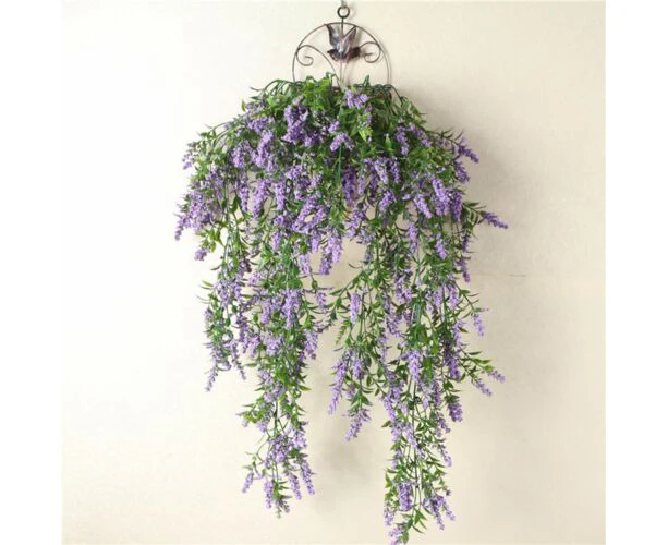 2X Artificial Ivy Flower Vine Garland Hanging Home Garden Trailing Basket Plants - Purple