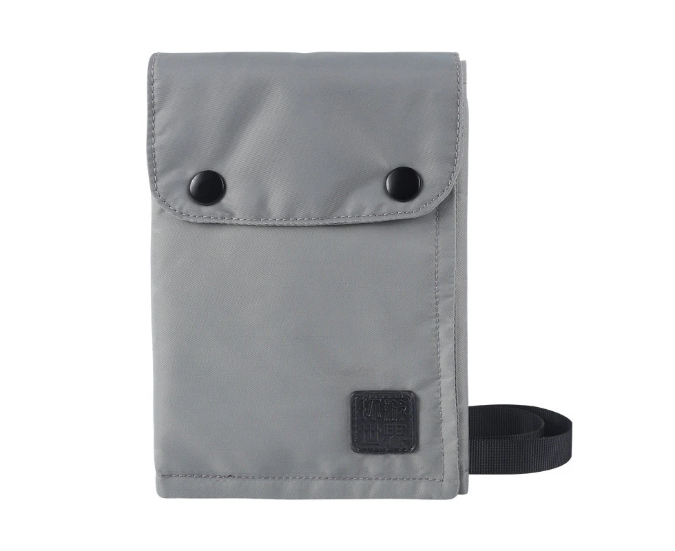 Travel Neck Pouch Passport Holder RFID Blocking Stash Wallet - Grey