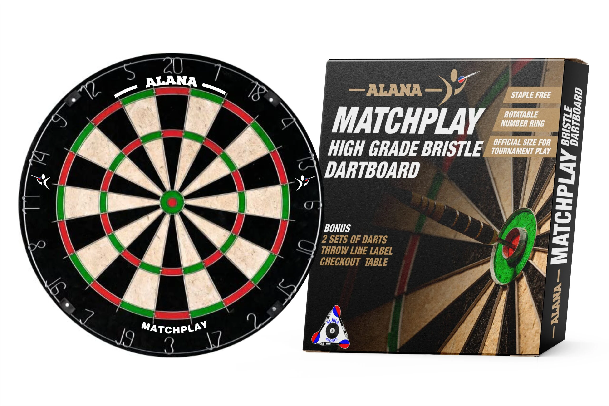 Alana Match Play Bristle Blade Wire Spider Dart Board With 2 Sets of Darts