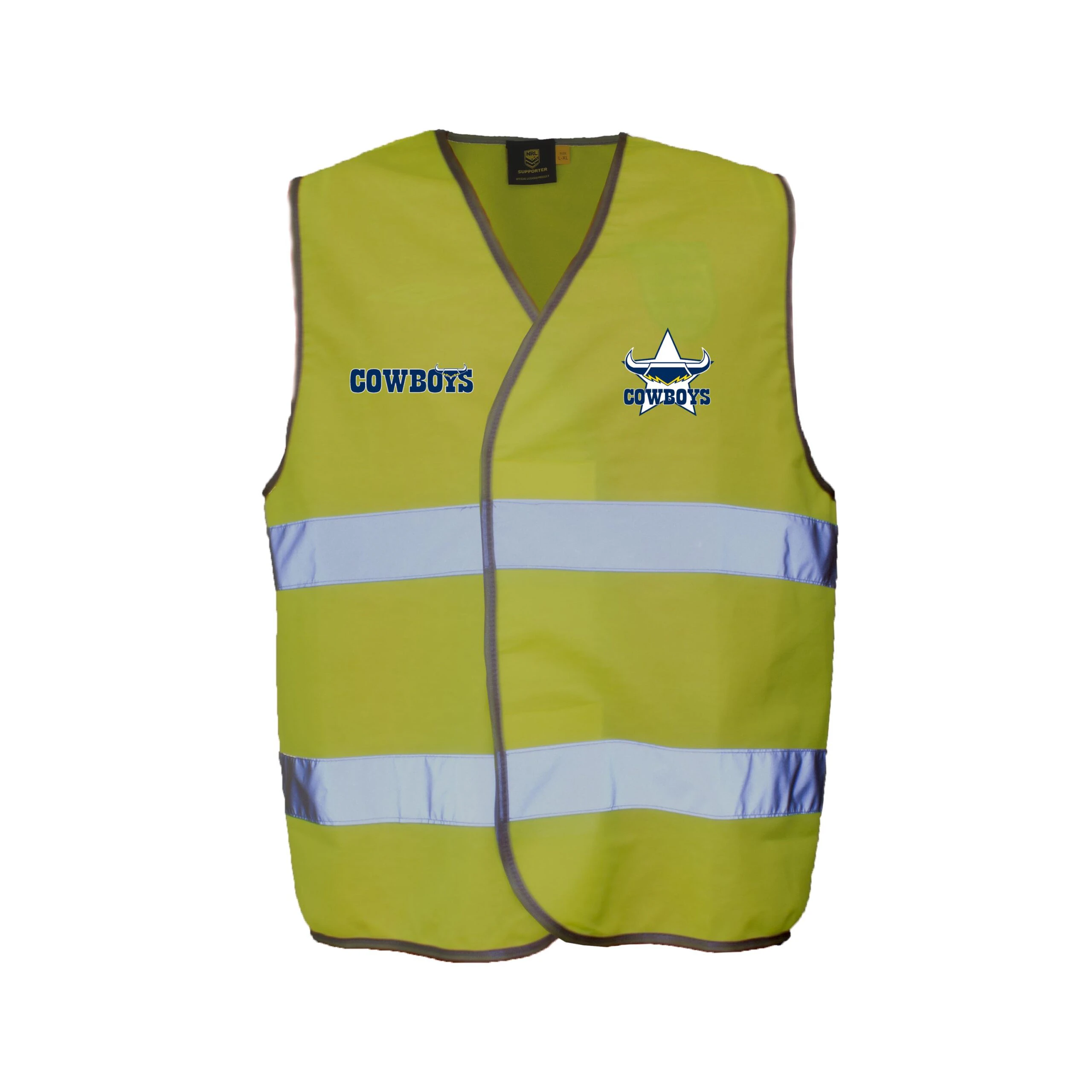 North QLD Queensland Cowboys NRL Hi Viz Work Vest With Reflective Tape Yellow