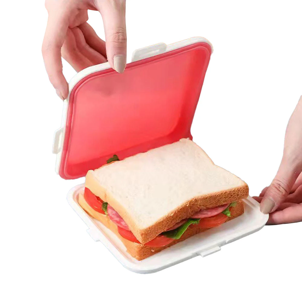 Reusable Sandwich Boxes Storage Box Container Lunch Box Food Storage Case-Pink