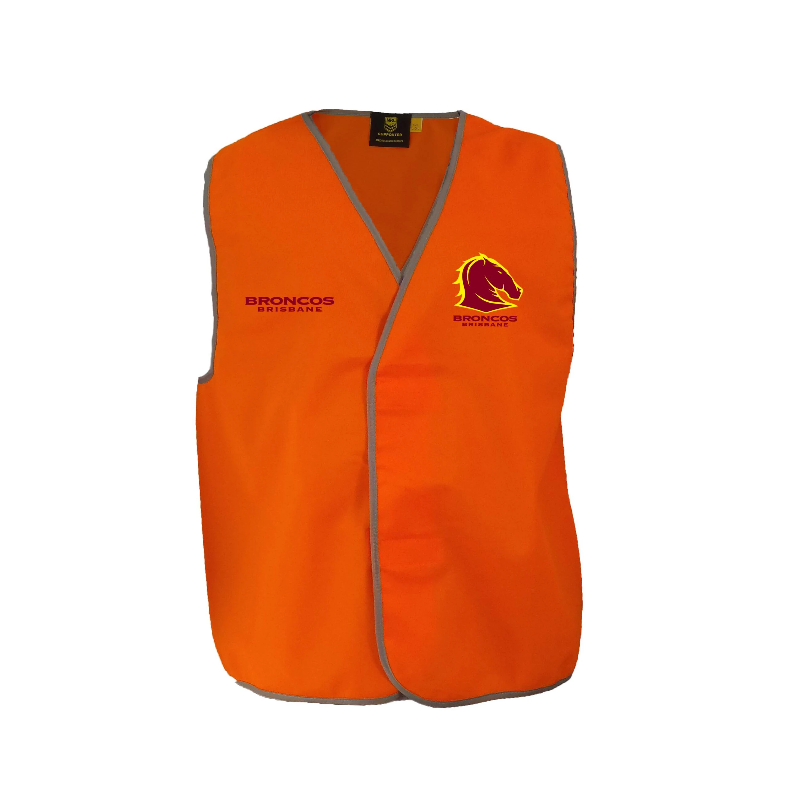 Brisbane Broncos NRL Hi Viz Work Vest Orange