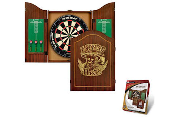 Kings Head Bristle ALANA Dart board Set Cabinet + Darts