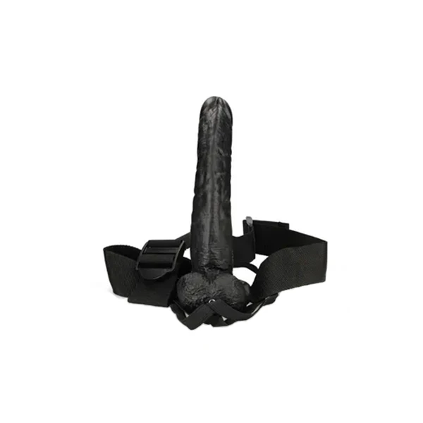 Realrock 23 Cm Hollow Strap On With Balls - Black