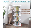 4 Tiers 360 Degrees Rotating Swivel Bookshelf Display Shelf White 128cm Square