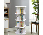 4 Tiers 360 Degrees Rotating Swivel Bookshelf Display Shelf White 128cm Square