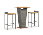 vidaXL 3 Piece Garden Bar Set Grey Poly Rattan&Solid Wood Acacia