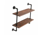 2 Tires Wall Mount Display Wine Shelf Bookshelf Industrial Pipe Wooden Shelves