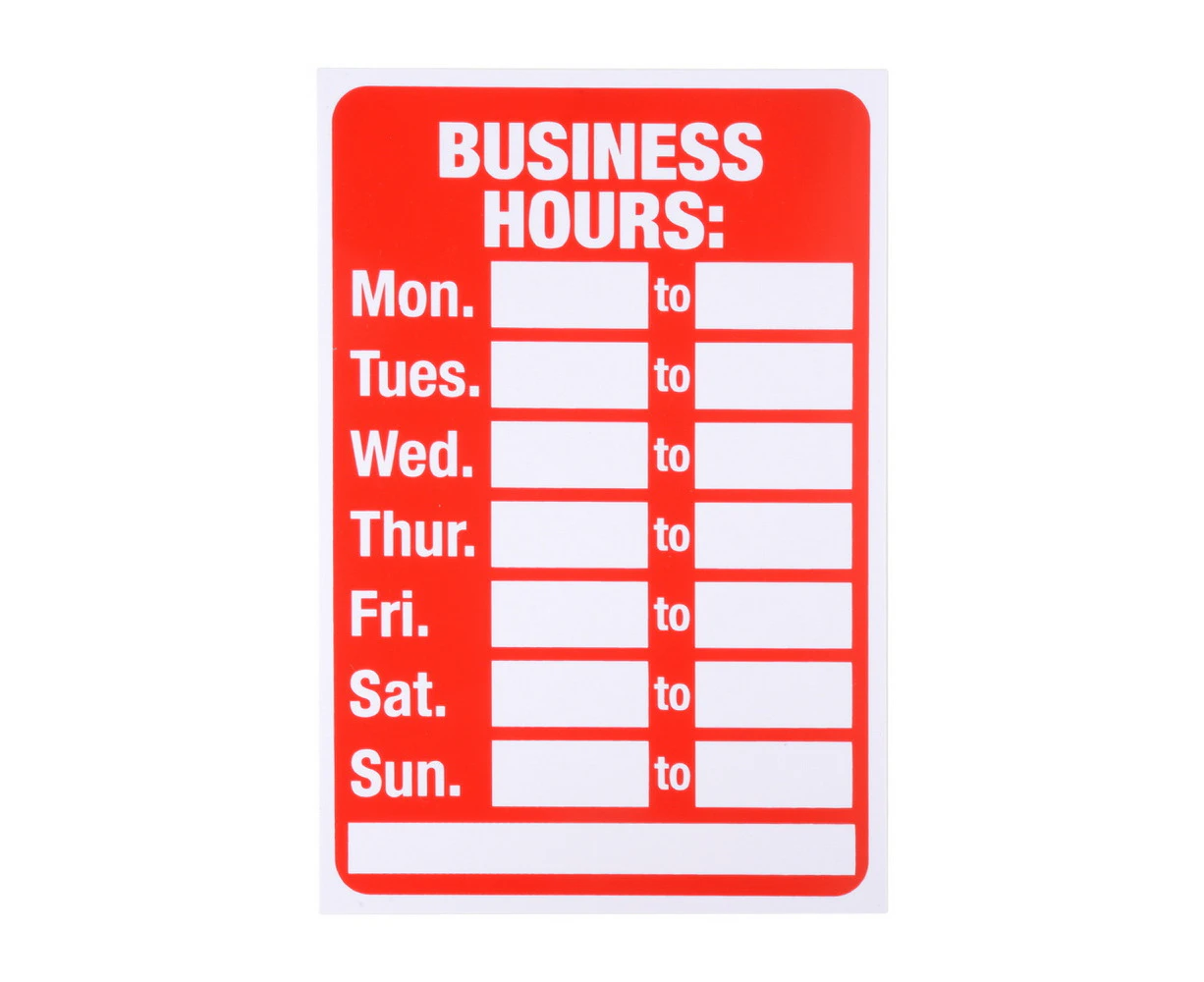 Business Hours Sign Office Business Shop Door Restaurant Window Open Close Hours