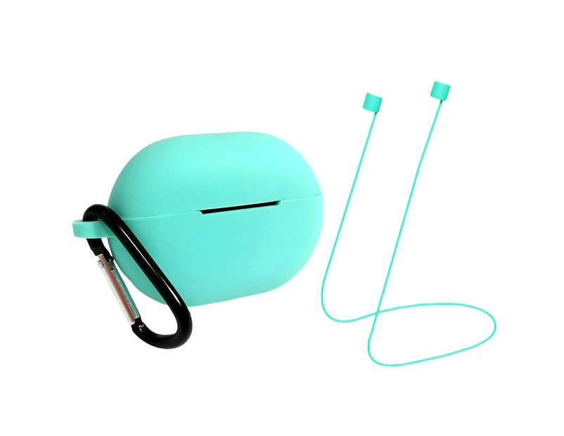 Protective Case Soft Dustproof with Anti-lost Rope Bluetooth-compatible Earphone Protector Cover for Huawei Freebuds Pro-Mint Blue