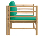 vidaXL Garden Sofa with Green Cushions Bamboo