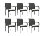 vidaXL 7 Piece Garden Dining Set with Cushions Black Poly Rattan