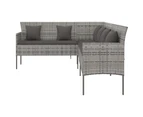 vidaXL L-shaped Garden Sofa with Cushions Grey Poly Rattan