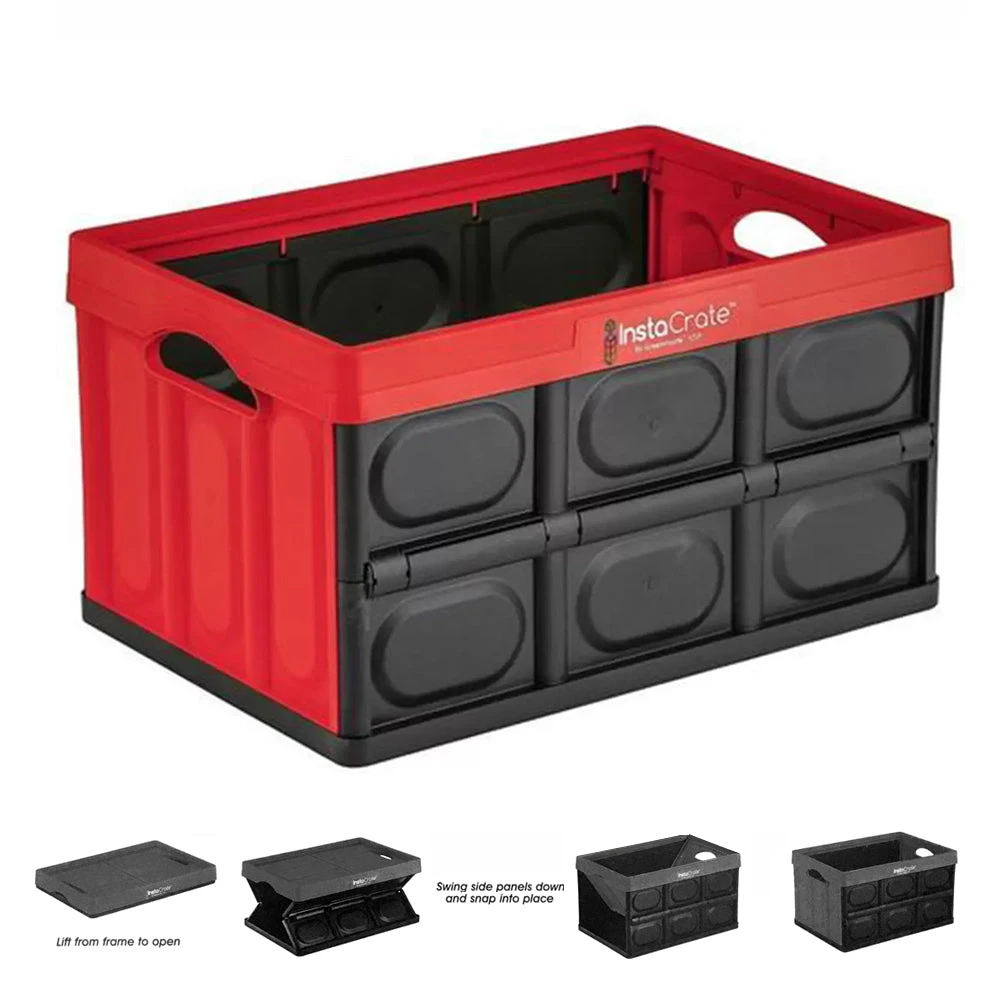 Archive Box 46L InstaCrate Collapsible Crate Car Storage Container folding AU - Red