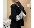Women Snake Pattern Print Underarm Bag Ladies Casual PU Leather Shoulder Bags Fashion Exquisite Shopping Bag (black)