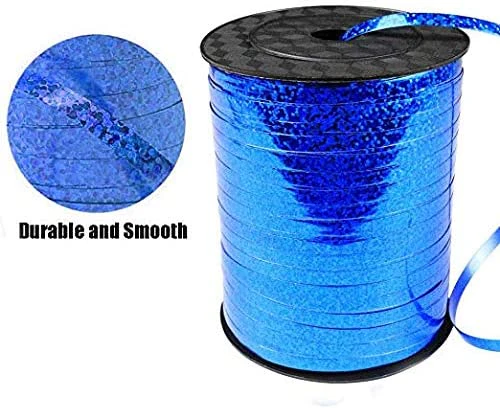 500 Yards Blue Crimped Curling Ribbon Shiny Metallic Balloon String Roll Gift Wrapping Ribbon - Blue