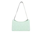 Fashion Women PU Leather Solid Color Pleated Shoulder Underarm Bag Casual Ladies Small Handbags (green)