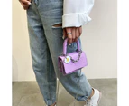 Female Pu Leather Solid Color Chain Handbag Retro Casual Women Totes Shoulder Bags Fashion Exquisite Shopping Bag (purple)