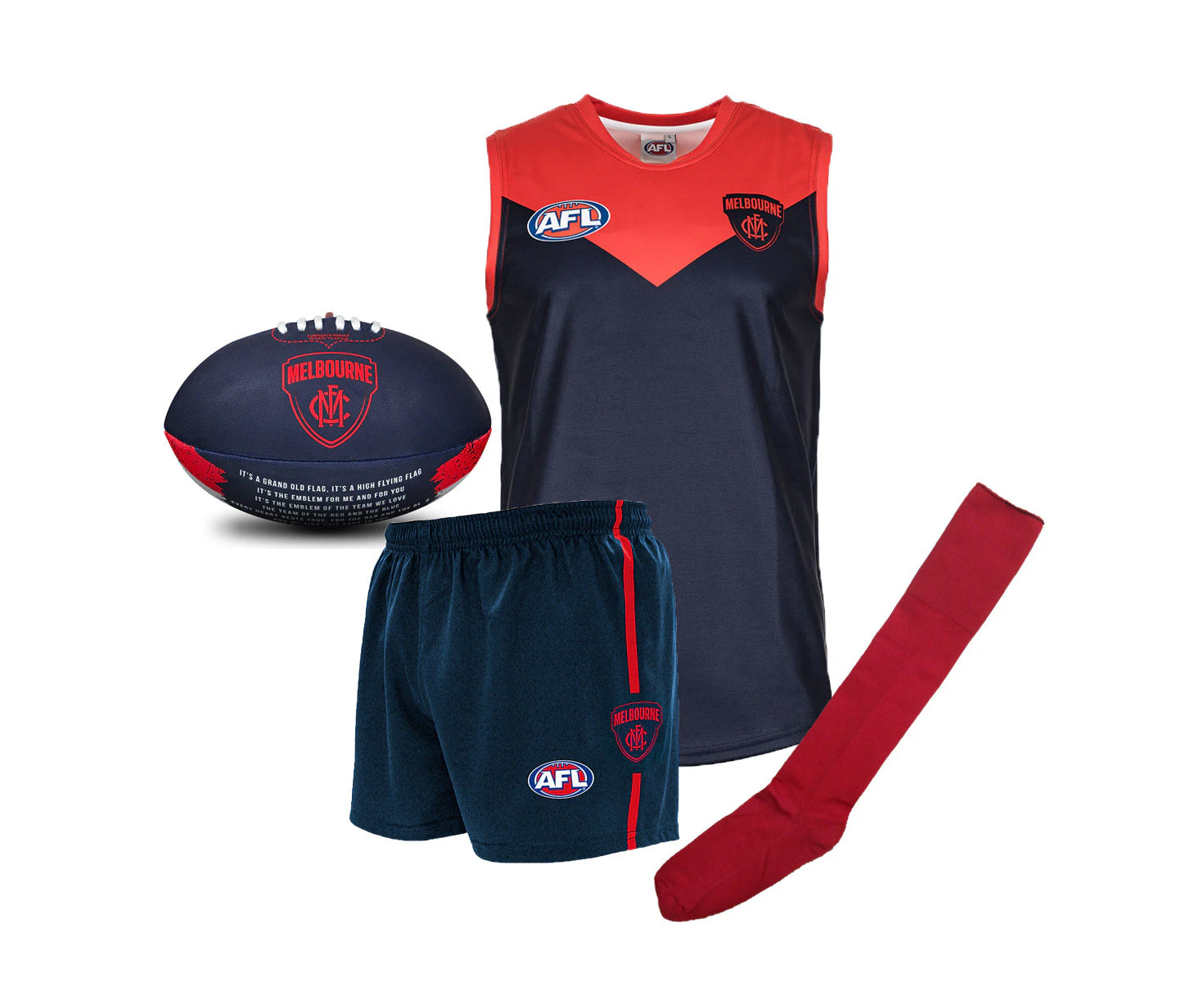 Melbourne Demons AFL Footy Junior Youths Kids Auskick Playing Pack with Football